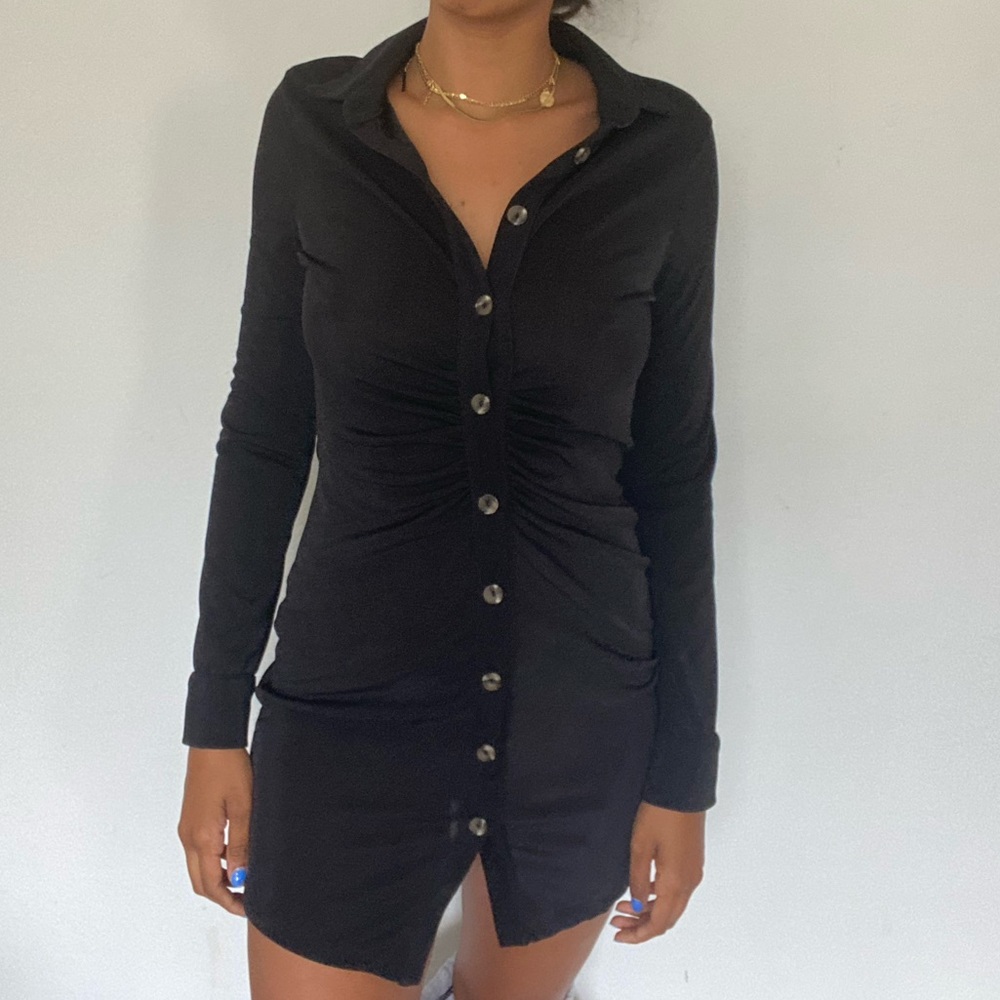 Black button down dress